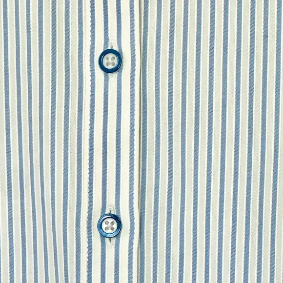 Brooks Brothers Cotton Striped Button-Down Shirt Blue White Contrast Collar 6P - Picture 5 of 7